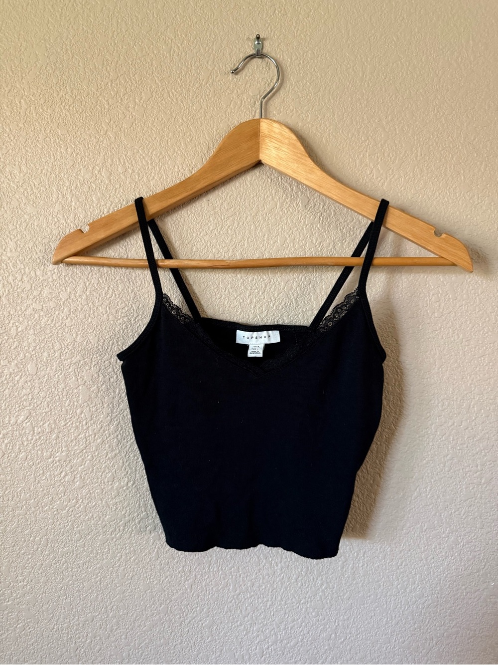 Black Lace-Trim Tank Top